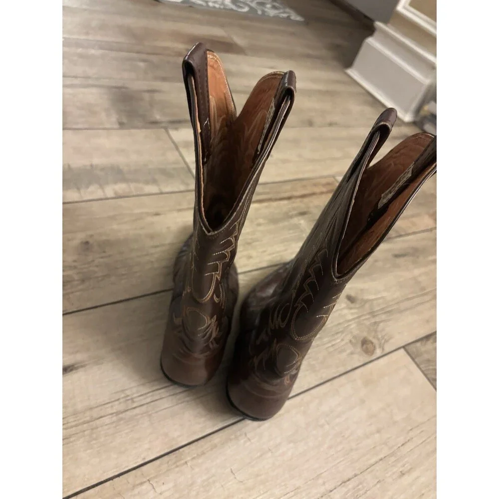 VTG Steer Nacona Brown Leather Western Boots 10